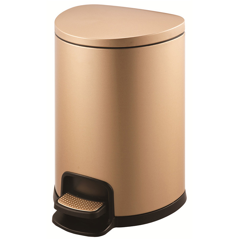 Cubo de basura con pedal y tapa de forma semicircular de acero inoxidable para uso doméstico (20 L/KL-031)