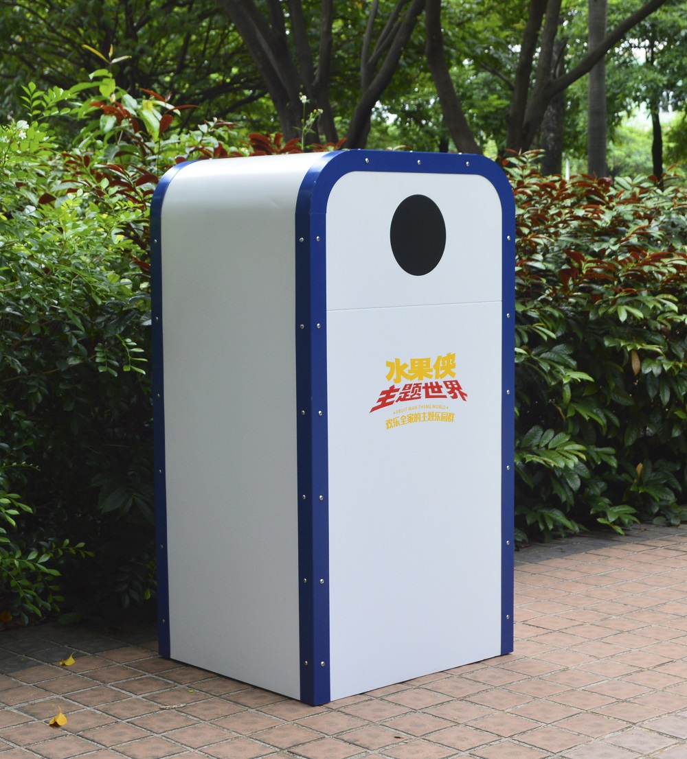 Cubo de basura al aire libre para la venta caliente con material metálico